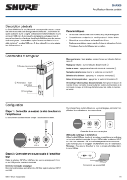 Shure SHA900 Portable Listening Amplifier Guide de démarrage rapide