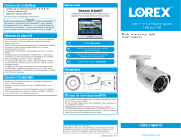 HDIP84W | LN1080-44W | HDIP86W | LN10804-1612W | LNB4173BW | LNB4173BW-2PK | LNB4173BW-4PK | HDIP321010DW | HDIP3232W | LN10802-166W | LN1080-88W | Lorex HDIP844AW 2K Home Security System featuring Color Night Vision and Listen-In Audio Guide de démarrage rapide | Fixfr