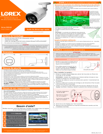 4KSDAI168 | 4KHDIP86 | E891AB-4PK | E891AB-W | 4KSDAI84 | Lorex E891AB-2PK 4K Ultra HD Smart Deterrence IP Camera Guide de démarrage rapide | Fixfr