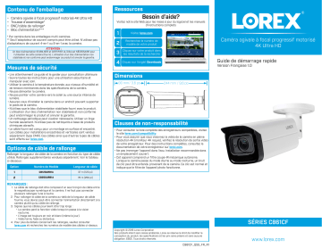 Lorex C861CF 4K Ultra HD Motorized Varifocal Security Camera Guide de démarrage rapide | Fixfr
