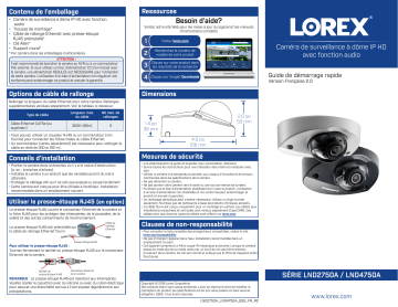 LND4751AB-2PK | 4KHDIP833AN | LND4751AB | LND4751AB-4PK | LND4750ABW | HDIP32888AVW | LND4750ABW-2PK | HDIP3214144AVZW | LND4750ABW-4PK | HDIP16106AW | Lorex HDIP844AW 2K Home Security System featuring Color Night Vision and Listen-In Audio Guide de démarrage rapide | Fixfr