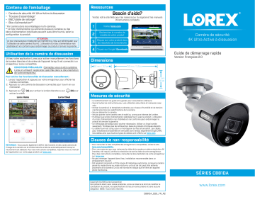 C881DA-4PK | C881DA-2PK | C881DA-W | 4KAD168 | Lorex 4KAD84 4K Ultra HD 8-Channel Security System Guide de démarrage rapide | Fixfr