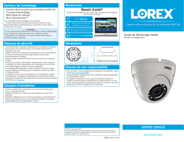 C581CD-2PK | C581CD-W | 2KA88BD | 2KA166BD | 2KMPX422D | Lorex C581CD-4PK 2K (5MP) Super HD Weatherproof Color Night Vision Dome Security Camera (4-pack) Guide de démarrage rapide | Fixfr
