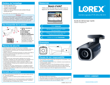 LNB8921BW-4PK | Lorex LNB8921BW-2PK 4K Ultra HD Resolution 8MP Outdoor IP Camera, 200ft Night Vision (2-pack) Guide de démarrage rapide | Fixfr