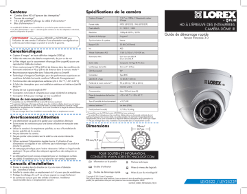 LEV2522PK2BW | Lorex LEV2522PK4BW HD 1080p Weatherproof IR Dome Security Camera (4-Pack) Guide de démarrage rapide | Fixfr