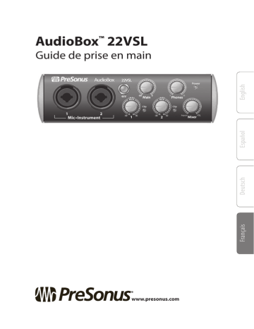 PRESONUS AudioBox 22VSL Guide de démarrage rapide | Fixfr