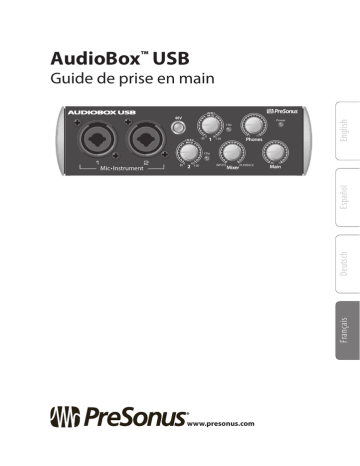 PRESONUS Audiobox USB Guide de démarrage rapide | Fixfr