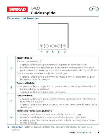 Simrad IS42J Guide de démarrage rapide | Fixfr