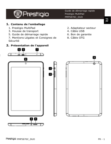 Prestigio  MultiPad 7.0 ULTRA DUO Guide de démarrage rapide | Fixfr