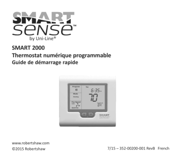 Robertshaw SMART 2000 Digital Programmable Thermostat Guide de démarrage rapide | Fixfr