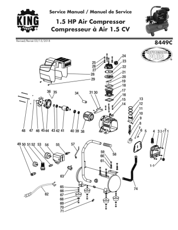 King Canada 8449C/8200NH25 Air compressor combo kit Manuel utilisateur | Fixfr