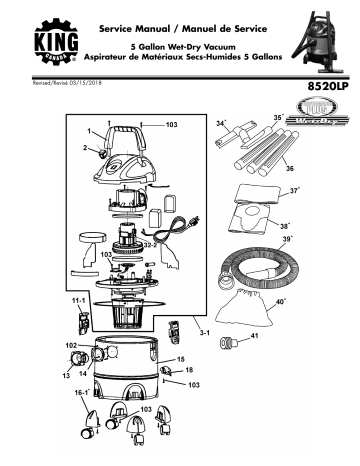 King Canada 8520LP 5 GALLON WET-DRY VACUUM Manuel utilisateur | Fixfr
