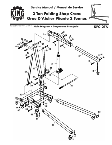 King Canada KFC-2TN 2 TON FOLDING SHOP CRANE Manuel utilisateur | Fixfr