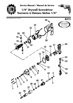 King Canada 8315 1/4" DRYWALL SCREWDRIVER Manuel utilisateur