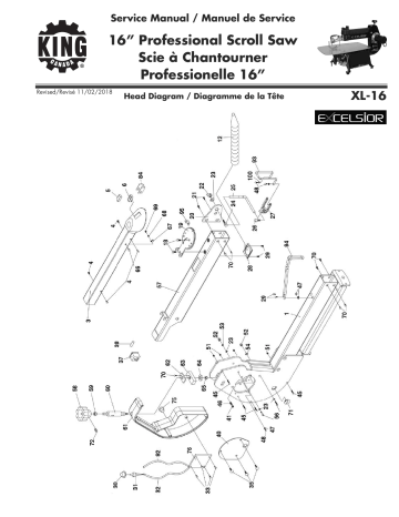 King Canada XL-16 16'' PROFESSIONAL SCROLL SAW Manuel utilisateur | Fixfr