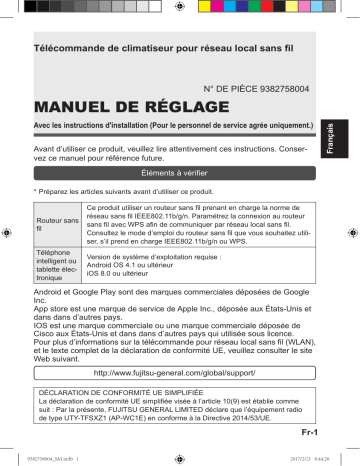 Guide d'installation | Fujitsu UTY-TFSXZ1 Manuel utilisateur | Fixfr