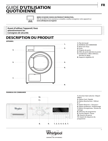 DDLX 80114 | Mode d'emploi | Whirlpool DDLX 80110 Manuel utilisateur | Fixfr