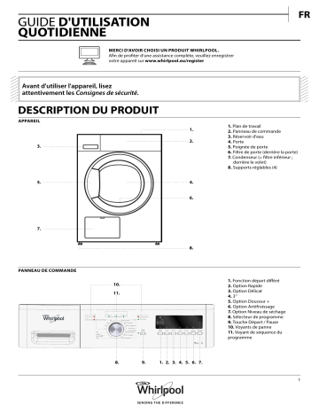 DDLX 90112 | DDLX 90111 | Mode d'emploi | Whirlpool DDLX 90110 Manuel utilisateur | Fixfr