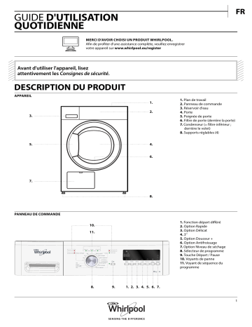 DDLX 80112 | Mode d'emploi | Whirlpool DDLX 80111 Manuel utilisateur | Fixfr