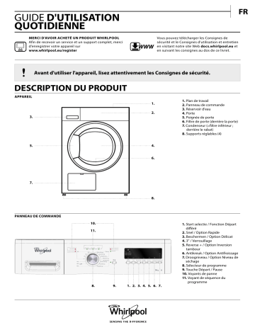 DDLX 90112 | DDLX 90111 | Mode d'emploi | Whirlpool DDLX 90110 Manuel utilisateur | Fixfr