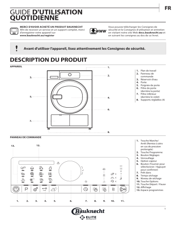 Mode d'emploi | Bauknecht TRPC 8652 ELITE Manuel utilisateur | Fixfr