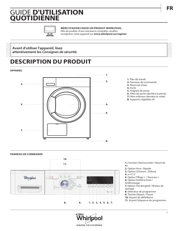 Mode d'emploi | Whirlpool WRE 8315 Manuel utilisateur | Fixfr