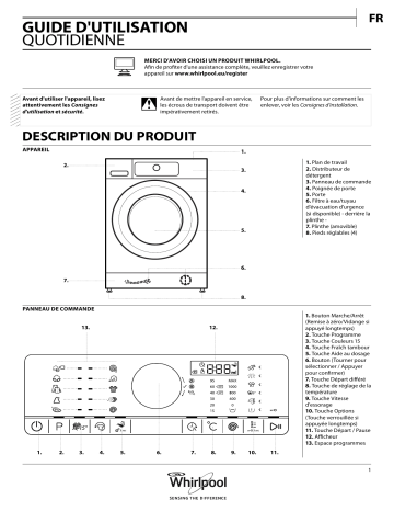 Mode d'emploi | Whirlpool FSCR80213 Manuel utilisateur | Fixfr