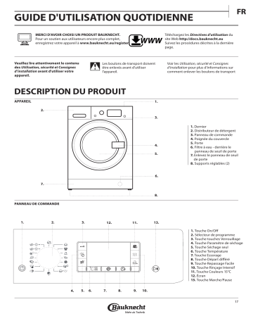 Mode d'emploi | Bauknecht WATK Prime 11716 Manuel utilisateur | Fixfr