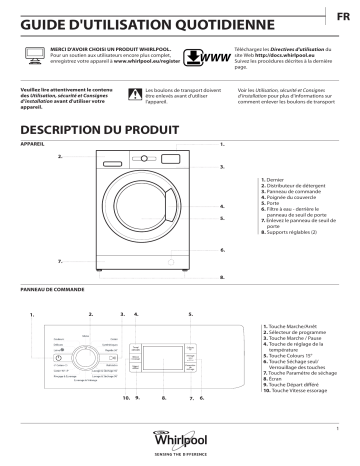 Mode d'emploi | Whirlpool WWDC 8614 Manuel utilisateur | Fixfr