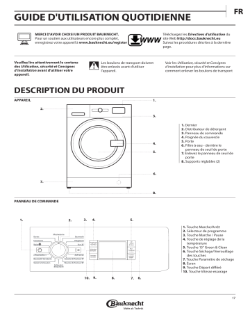 Mode d'emploi | Bauknecht WATK Star 8/6 Manuel utilisateur | Fixfr