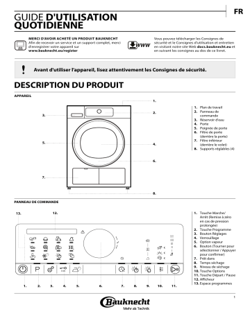 TK Platinum 883 | TR Style 82A3 BW | Mode d'emploi | Bauknecht TR Trend 82A3 Manuel utilisateur | Fixfr