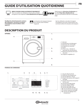 Mode d'emploi | Bauknecht WATK Prime 8614 Manuel utilisateur | Fixfr