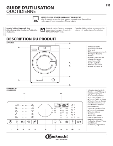 WA ECO 7180 | Mode d'emploi | Bauknecht WA Trend 7180 Manuel utilisateur | Fixfr