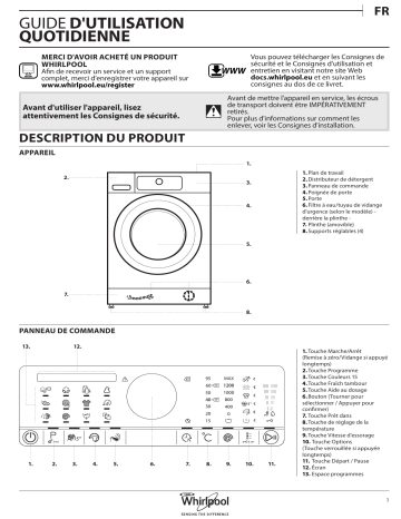 FSCR 90412 | Mode d'emploi | Whirlpool FSCR 90413 Manuel utilisateur | Fixfr