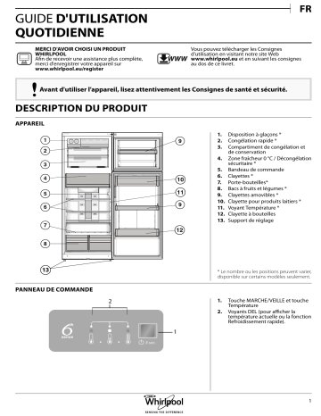 T TNF 8111 H OX | Mode d'emploi | Whirlpool T TNF 8111 H W Manuel utilisateur | Fixfr