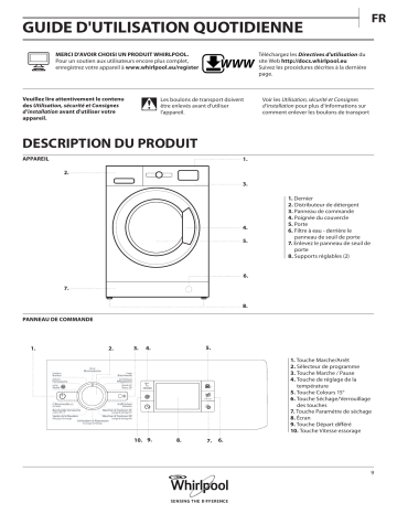 Mode d'emploi | Whirlpool WAOT 864 Manuel utilisateur | Fixfr