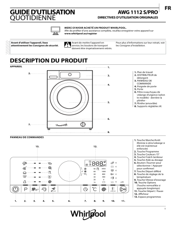 AWG 1112/PRO UK | Mode d'emploi | Whirlpool AWG 1112 S/PRO Manuel utilisateur | Fixfr