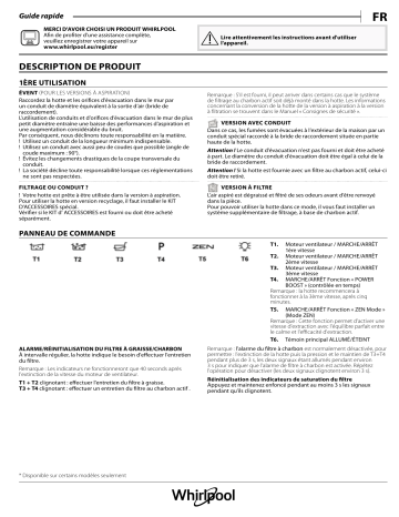 WHFG 63 F LE X | WHC 93 F LE X | WHBS 63 F LE X | WHC 63 F LB X | WHBS 93 F LE X | WHC 63 F LT X | WIFG 103 F LE X | WHC 93 F LT X | Mode d'emploi | Whirlpool WHFG 93 F LE X Manuel utilisateur | Fixfr