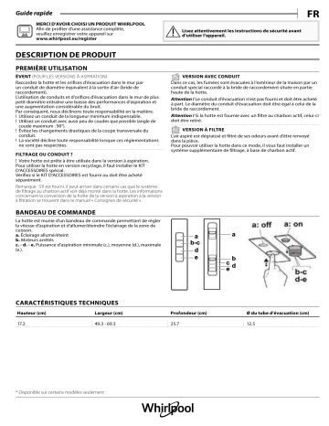 WCT 64 FLS X | WCT 84 FLYX | WCT 64 FLS K | Mode d'emploi | Whirlpool WCT 64 FLY X Manuel utilisateur | Fixfr