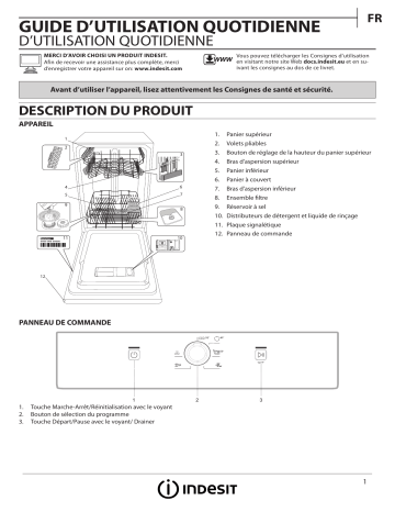 Mode d'emploi | Indesit DSFE 1B10 Manuel utilisateur | Fixfr