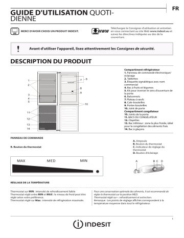 LR8 S1 S | LR7 S1 W | LR8 S1 W | Mode d'emploi | Indesit LR8 S1 X Manuel utilisateur | Fixfr