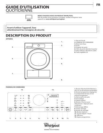 DSCX 80119 | Mode d'emploi | Whirlpool DSCX 80110 Manuel utilisateur | Fixfr