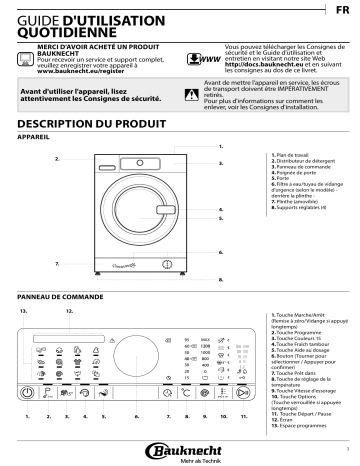 Mode d'emploi | Bauknecht WA ECO 9281 Manuel utilisateur | Fixfr