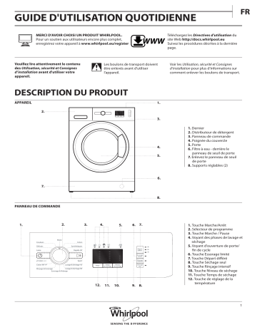 Mode d'emploi | Whirlpool WWDE 8612 Manuel utilisateur | Fixfr