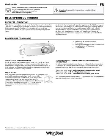 ART 6510/A+ SF | ART 6501/A+ | ART 5500/A+ | ART 6500/A+ | Mode d'emploi | Whirlpool ART 6502/A+ Manuel utilisateur | Fixfr