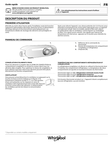 ART 6510/A+ SF | ART 6500 D EX | ART 6501/A+ | ART 5500/A+ | ART 6500/A+ | Mode d'emploi | Whirlpool ART 6502/A+ Manuel utilisateur | Fixfr