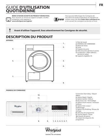 DDLX 80115 | Mode d'emploi | Whirlpool DDLX 80116 Manuel utilisateur | Fixfr