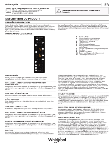 WNF9 T3Z X H | Mode d'emploi | Whirlpool WNF8 T3Z X H Manuel utilisateur | Fixfr