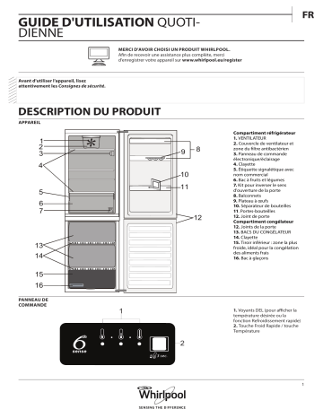 Mode d'emploi | Whirlpool BLFV 8122 W Manuel utilisateur | Fixfr