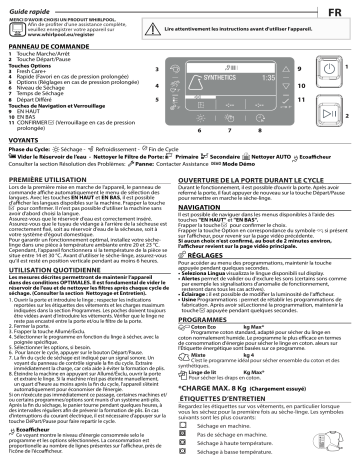 Mode d'emploi | Indesit FT D 8X3WSY EU Manuel utilisateur | Fixfr